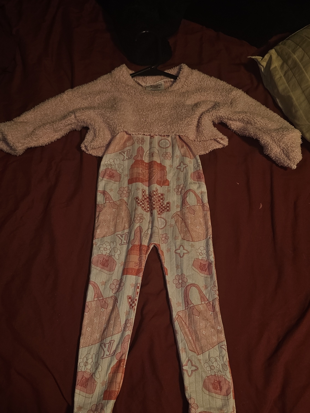 Cozy Pink Plush-Top One-Piece Bodysuit for Kids 12/18m